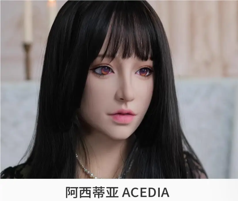 

(Acedia) Crossdressing Full Head Silicone Cosplay Kigurumi Male To Female Mask With Fake Eyes Transgender Drag Queen