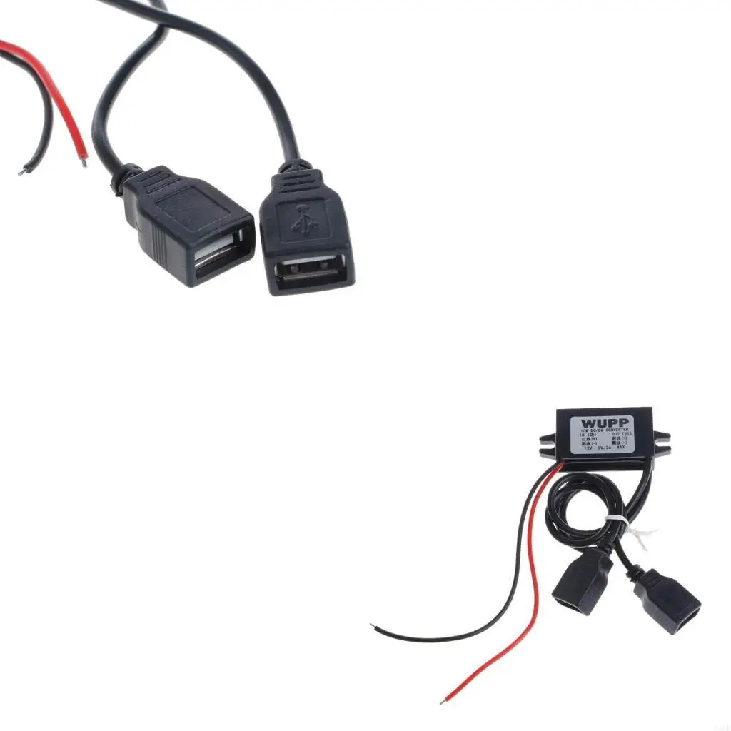 F1CF Car for DC 12V to 5V 3A 15W Hard Step Down Dual USB For Dashcam