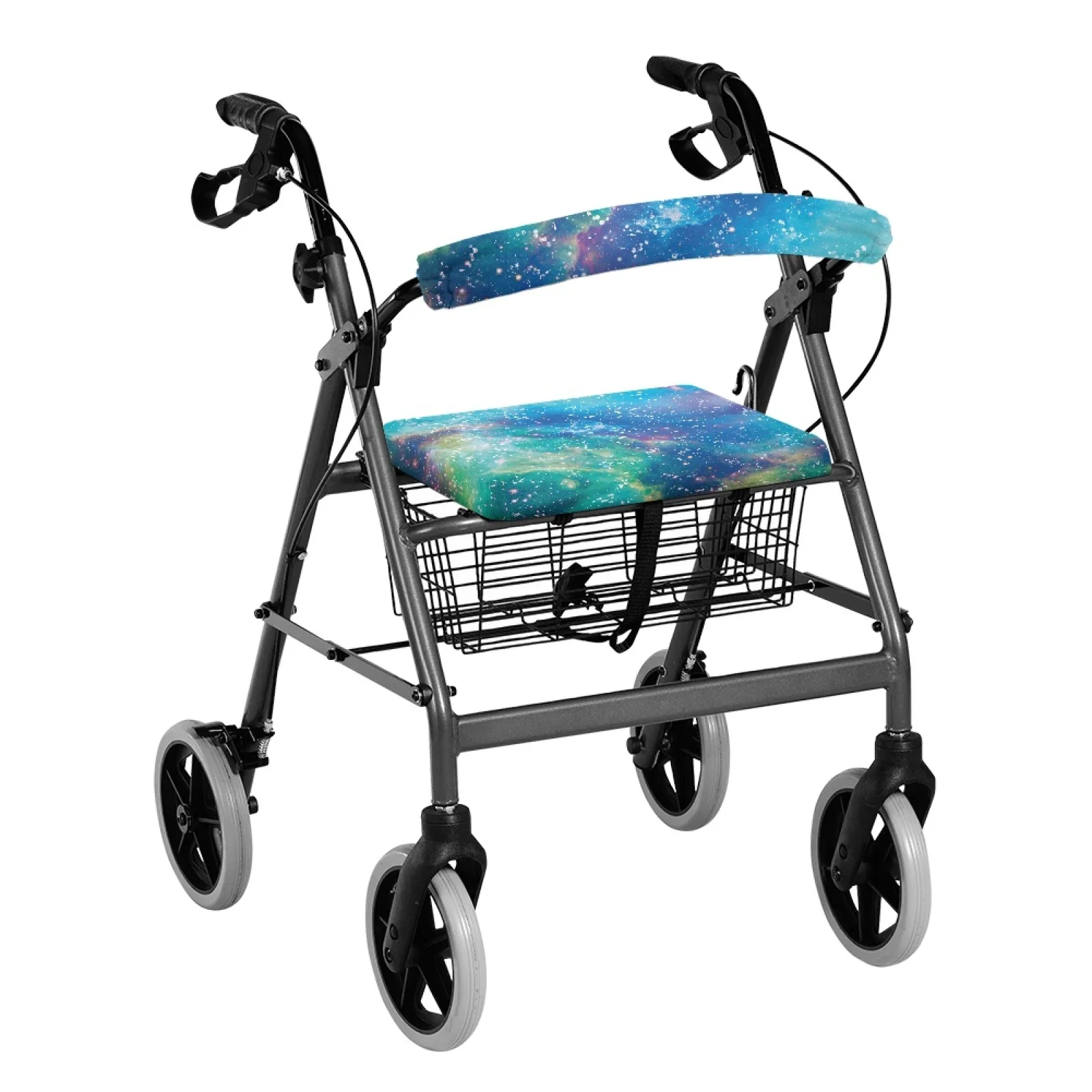 Coloranimal Galaxy Print 2 Pcs Walker Seat Cushion Protective Cover Walker Seat Set for Senior Ladies