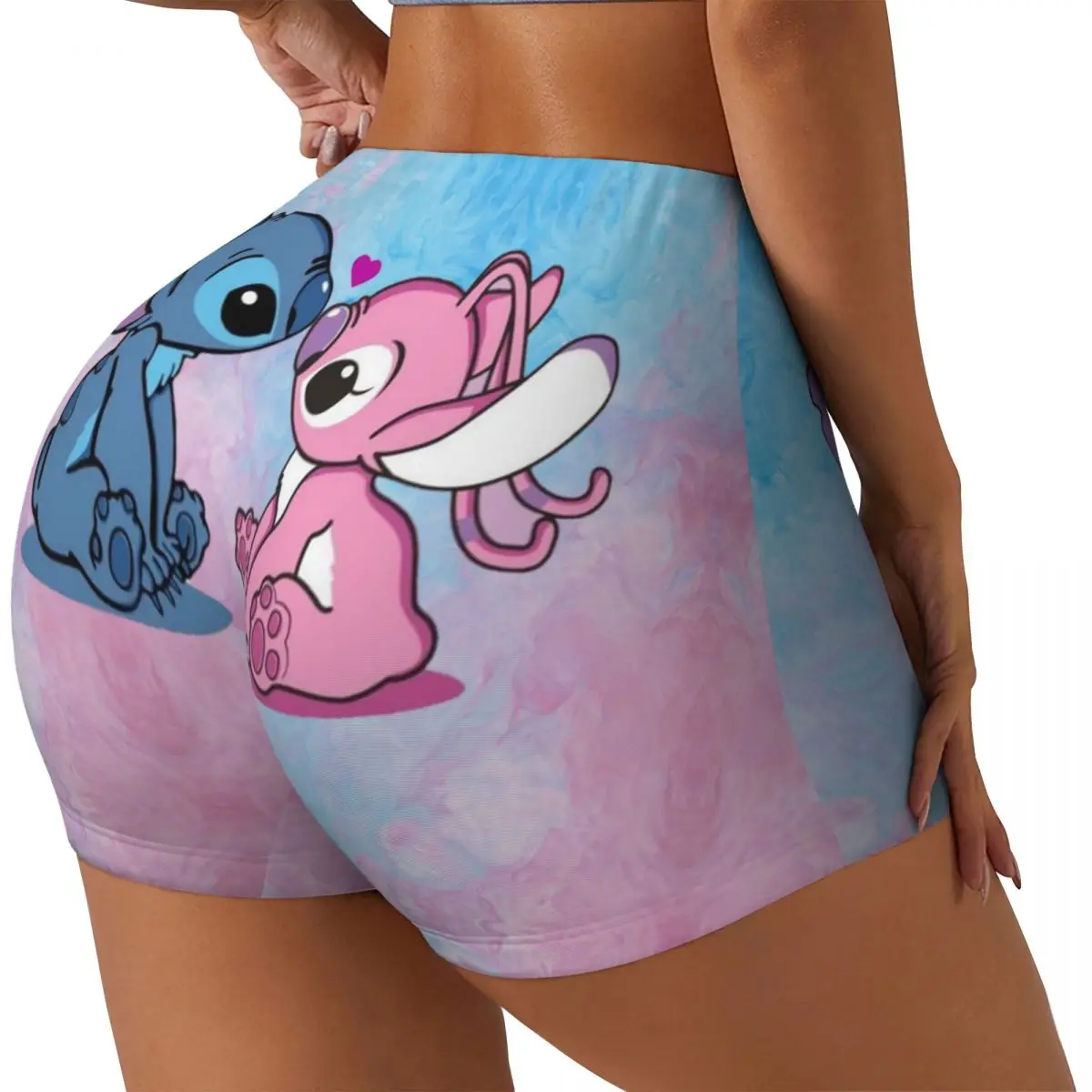 Custom Women Lilo And Stitch Pattern Kawaii Workout Yoga Shorts Gym Athletic Running Volleyball Shorts