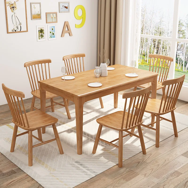 

Meimusi all solid wood peninsula dining table and chair combination modern simple small apartment restaurant household