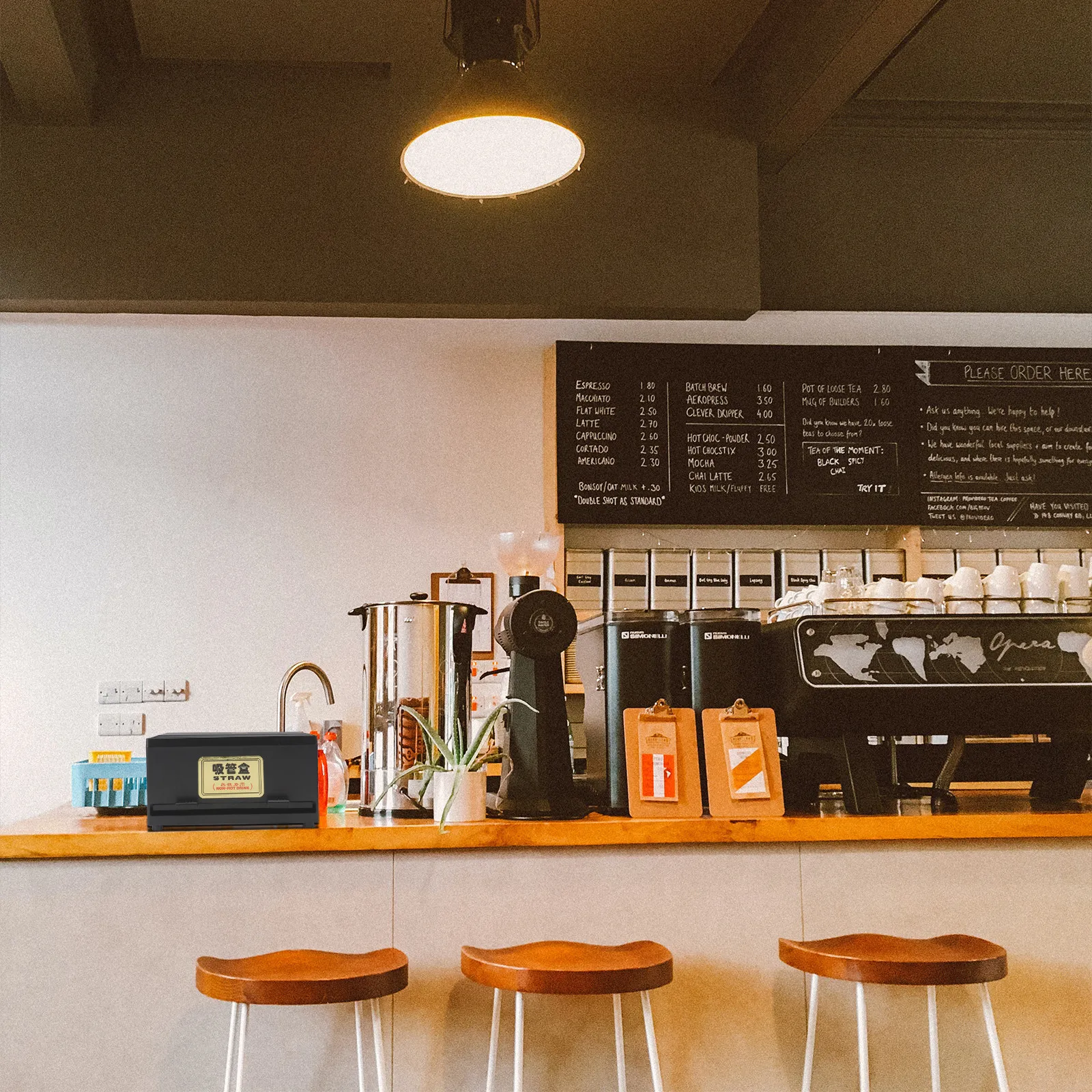 

1Pcs Straw Box Pressing Type Adjustable Outlet Straw Storage Container Compact Dispenser for Restaurant Fast Food Coffee Shop