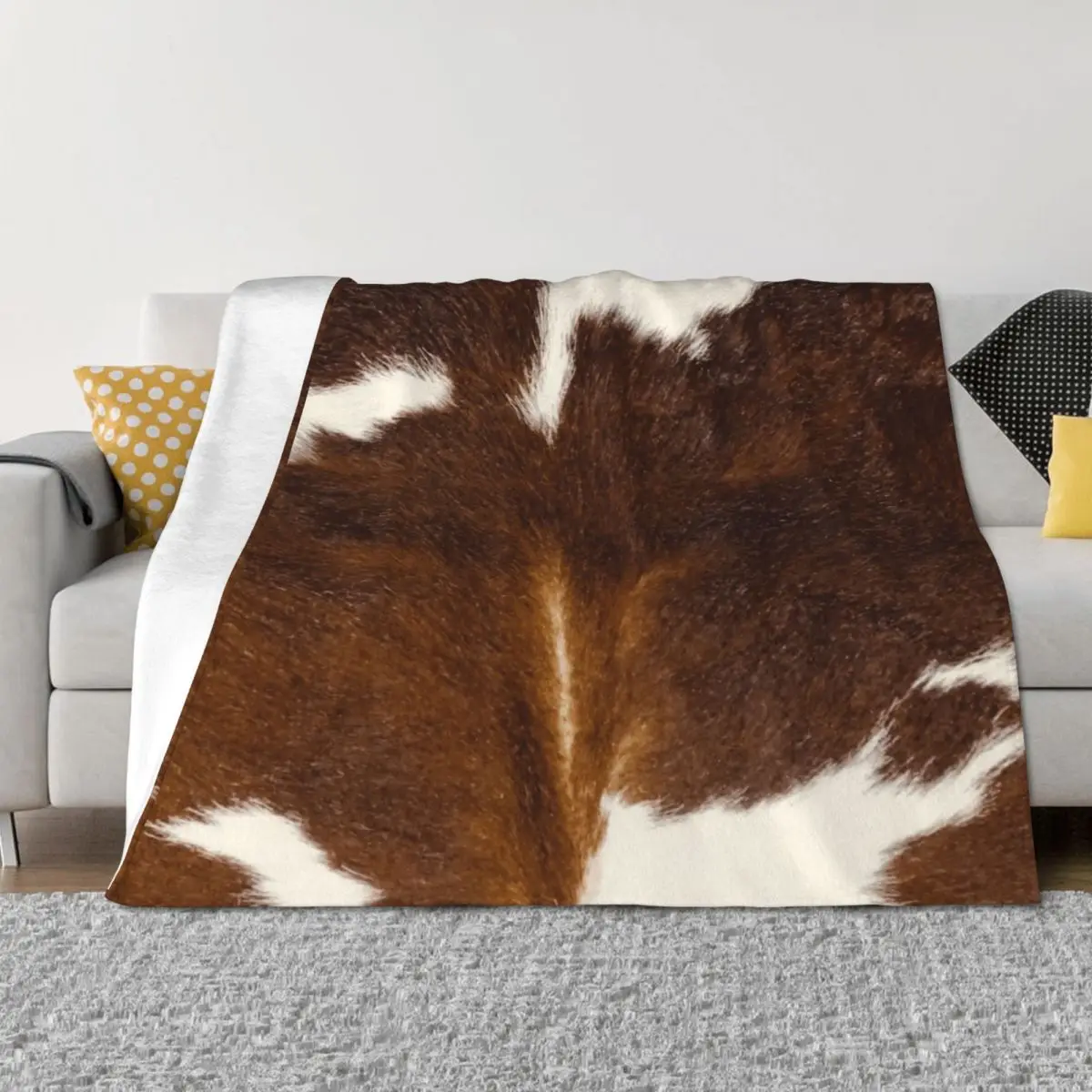

Cow Print - faux smooth print Throw Blanket Sleeping Bag Decoratives Soft Plush Plaid blankets and throws Blankets