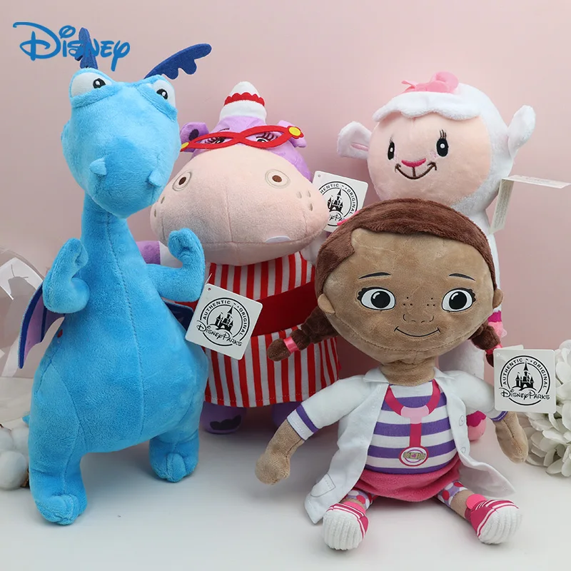 Disney Doc Mcstuffins Plush Toys Set Kawaii Lambie Sheep Hallie Hippo Stuffy Dragon Stuffed Dolls For Girls Kids Anime Things