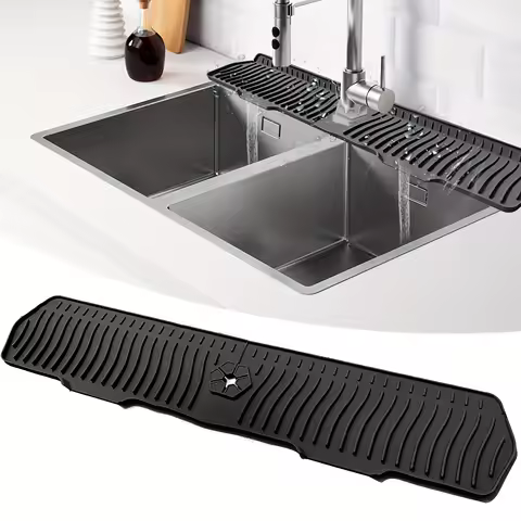 Extra Long Silicone Sink Mat Splash Guard Absorbent Non Slip Faucet Cover For Kitchen Countertop Protection Easy Clean