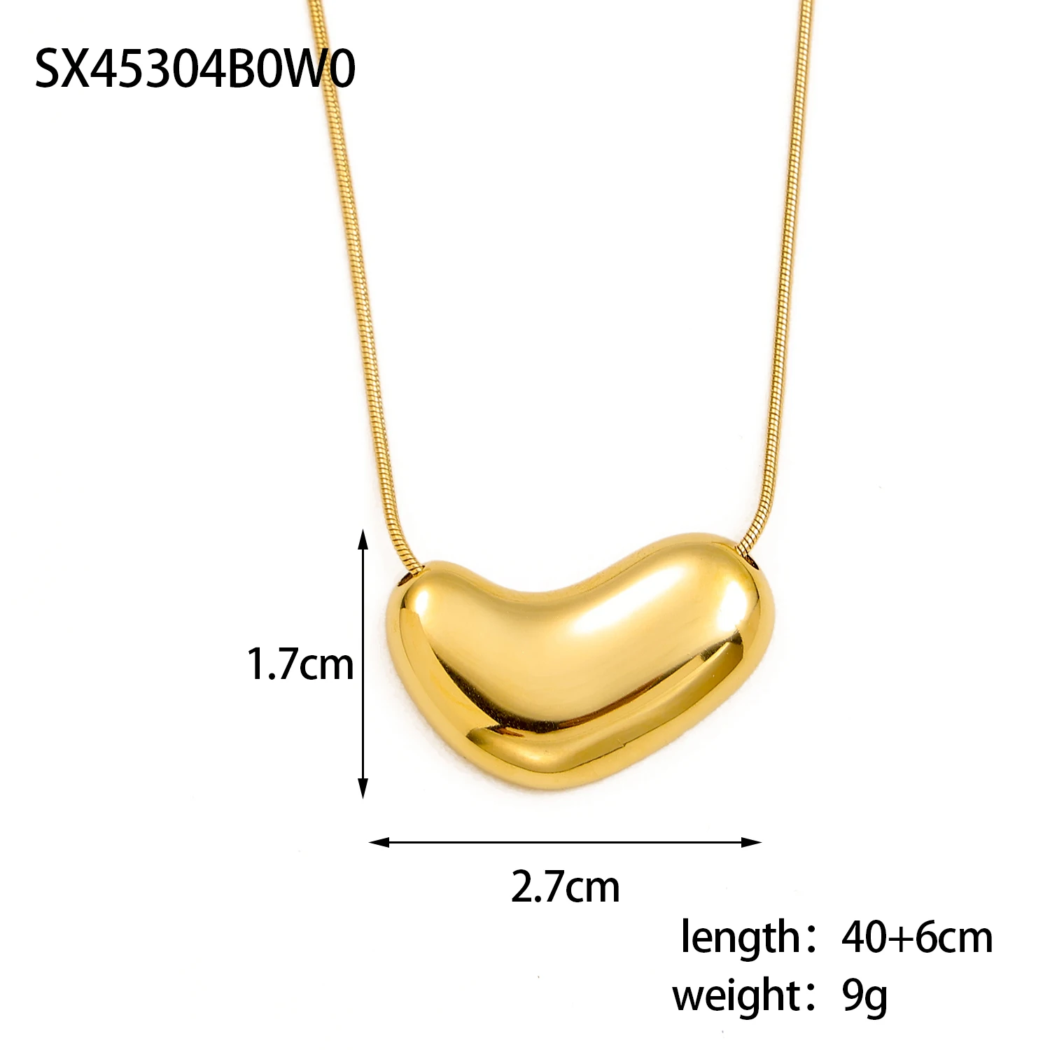 CARLIDANA – collier géométrique plaqué or 18 carats, en acier inoxydable, pièce de monnaie en cristal, cœur, pendentif d'amour, bijoux pour femmes