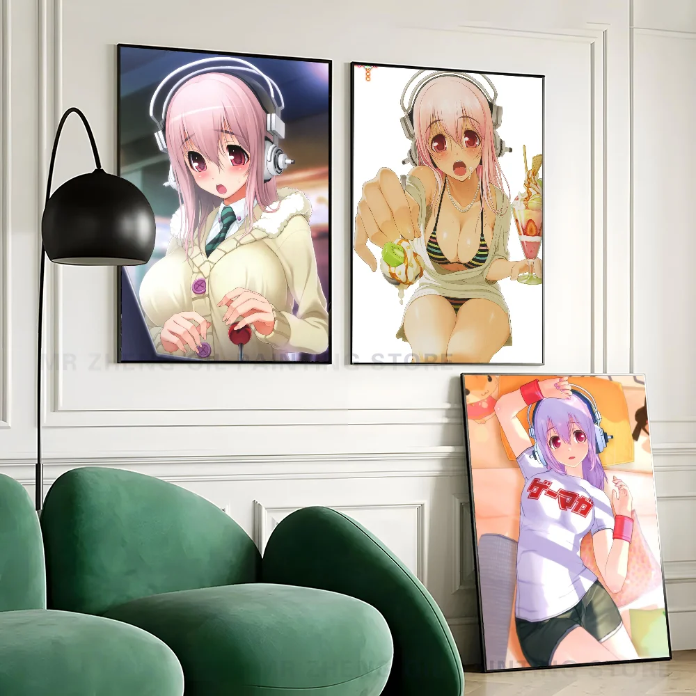 1pc Super S-Sonico Manga Self-adhesive Art Poster Waterproof Paper Sticker Coffee House Bar Room Wall Decor