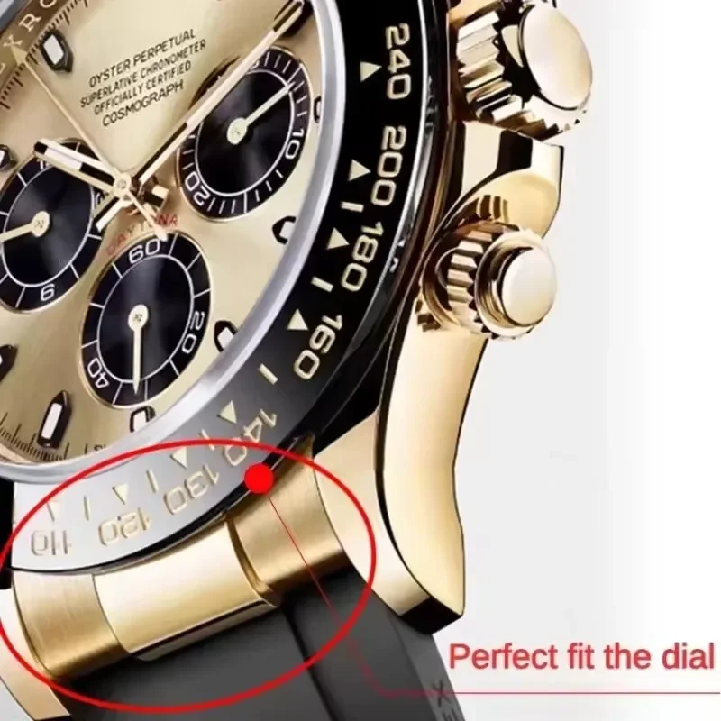 20mm Solid End Link voor Rolex Daytona Submariner Zwart Groen Water Ghost GMT siliconen Lederen Horlogeband Arc Interface