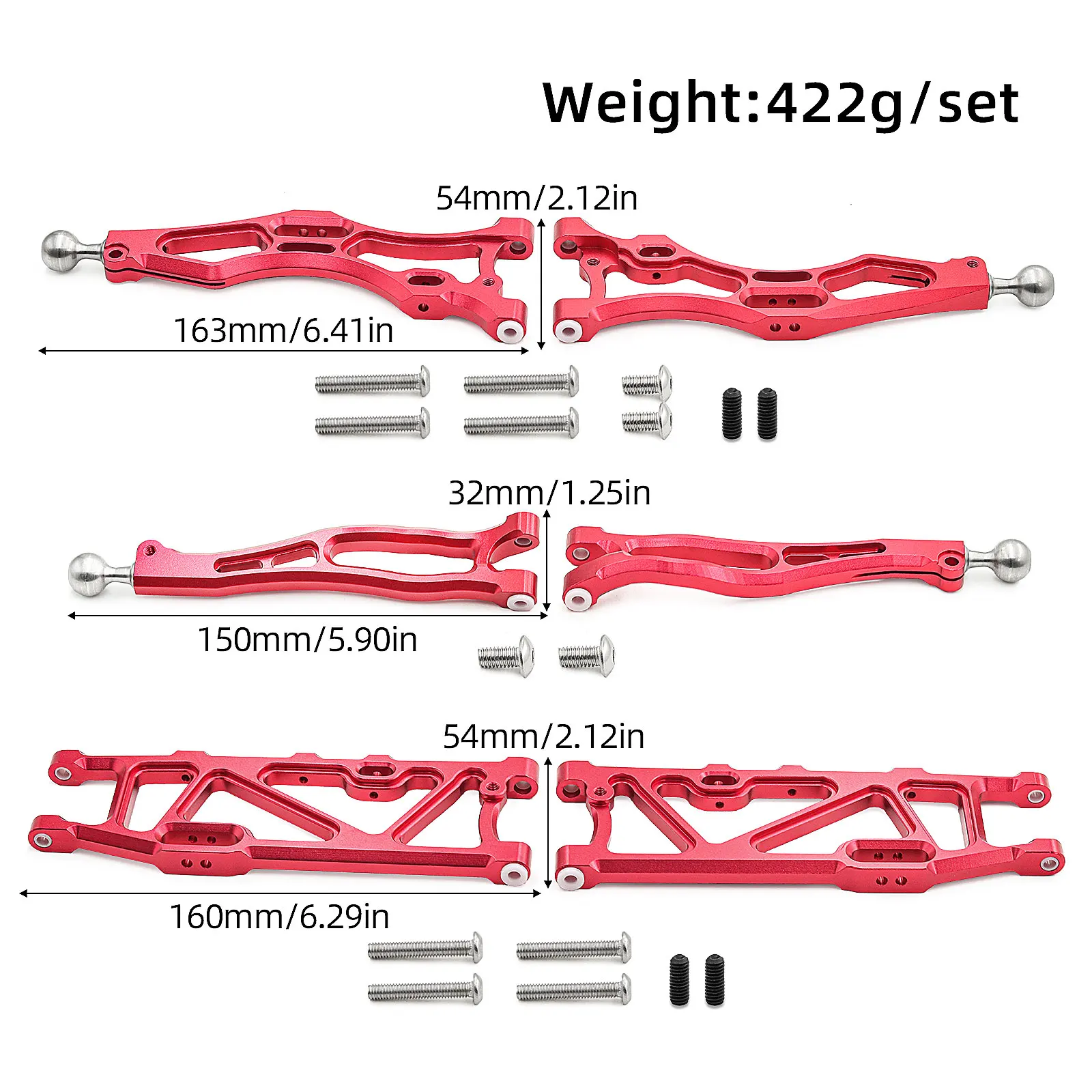 Brazo de control inferior de aleación de aluminio/juego de brazo de control superior para 1/8 ARRMA KRATON/OUTCAST/Notorious 6S BLX (con rodamientos de bolas pivotante)