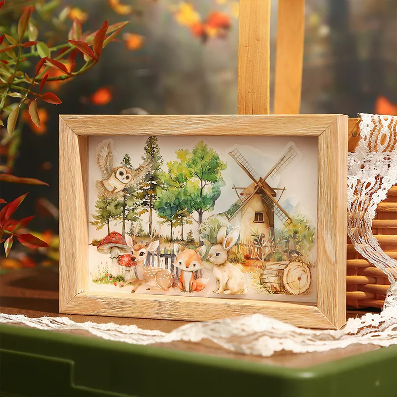 20 Pcs/pack Animal and Habitat Series Decorative Sticker Retro Collage Scrapbooking Label Diary Album Journal Planner