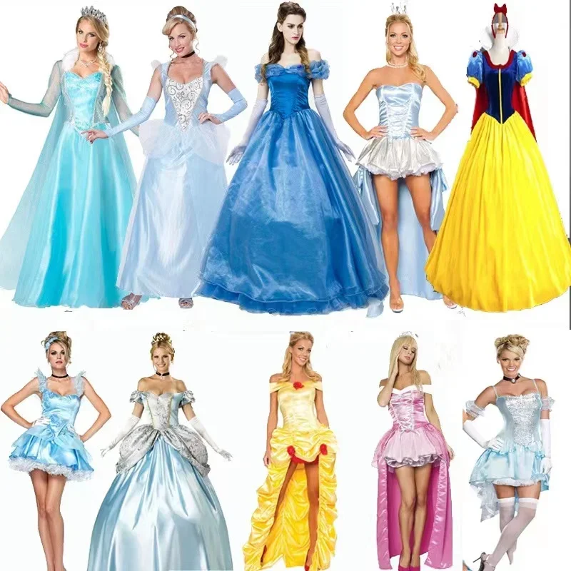 European Court Princess Dress Snow White Long Wedding Evening Gown Dresses Cinderella Fancy Ball Halloween Party Cosplay Costume