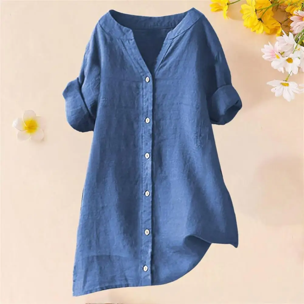 Женская рубашка с коротким рукавом и v-образным вырезом на пуговицах, рубашка, топы, однотонная свободная посадка, повседневная женская блузка