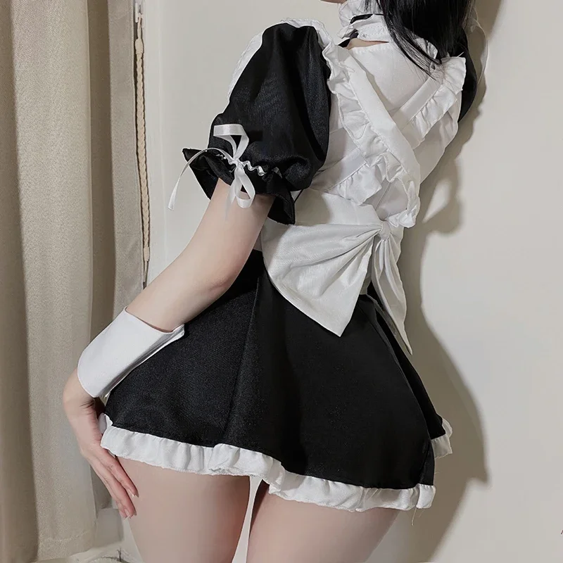 Tablier français sexy pour femme, robe de femme de chambre, cosplay, uniforme érotique, jeu de rôle, exotique, lingerie, Lolita, nuisette chaude