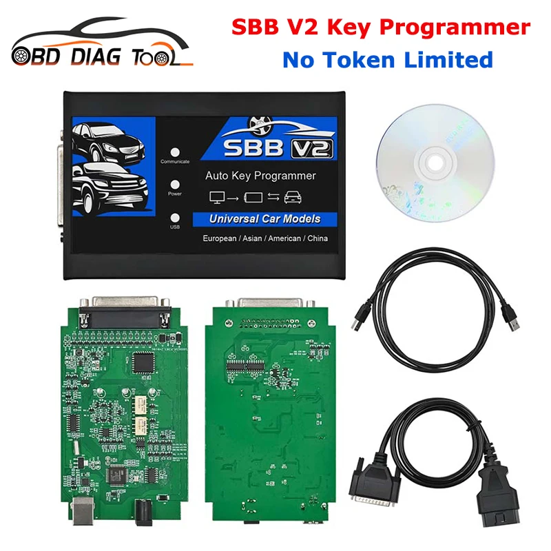 Newest SBB V2 Auto Key Programmer No Tokens Limited Add More Cars SBB Key Programmer Immo Tool Transponder immobilizer Reader