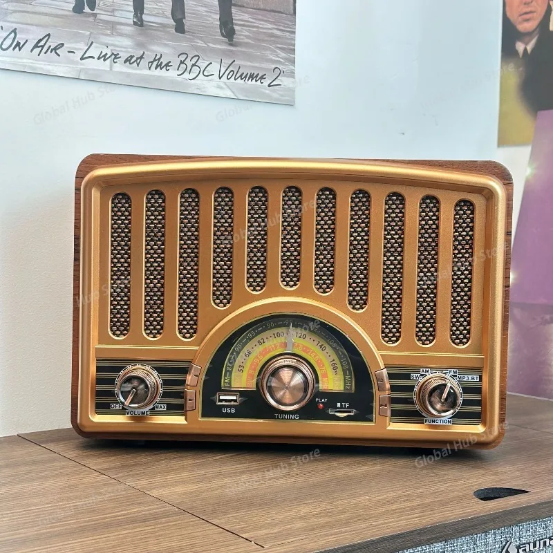 Retro Classical and Nostalgic Desktop Radio for The Elderly, Full-band Bluetooth Card-inserting Player All-in-one Radio