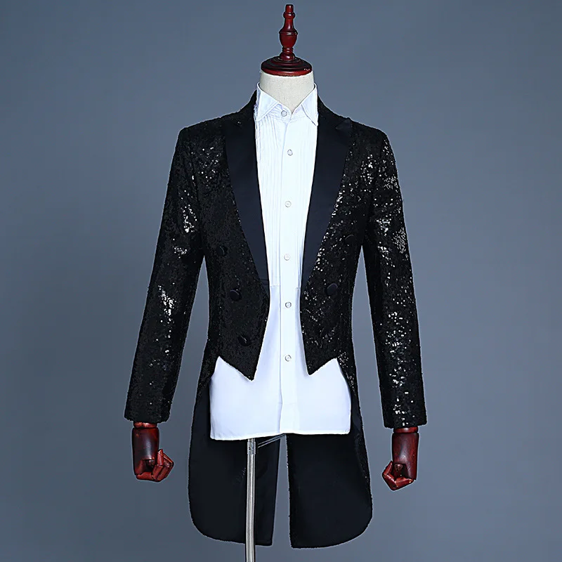 Cappotto con paillettes C185 per abito da spettacolo teatrale da uomo per matrimonio sposo