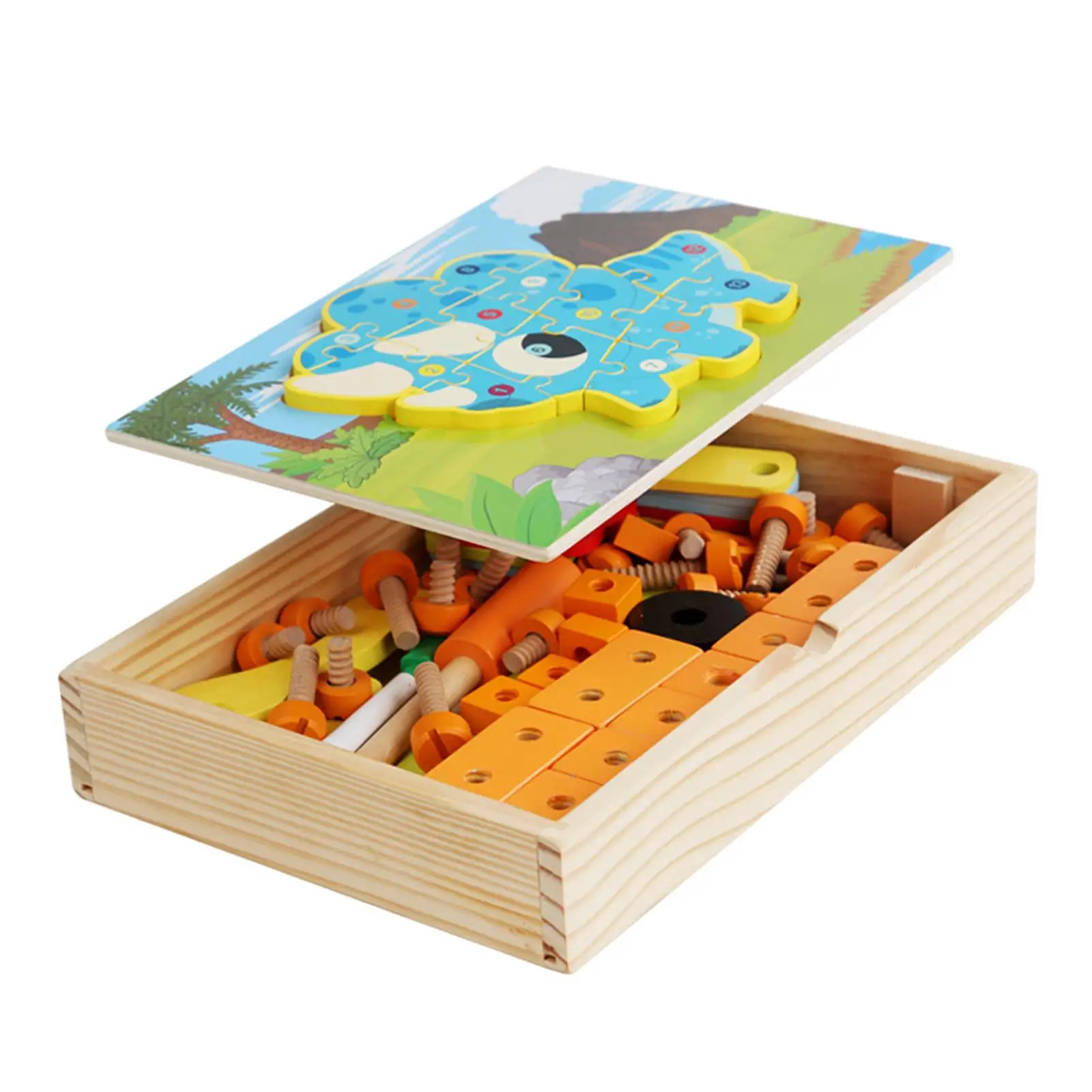 Wooden Nuts and Bolts Set Montessori Toys Development Matching Shape Color for Preschoolers Boys Girls 3 Year Olds Great Gifts