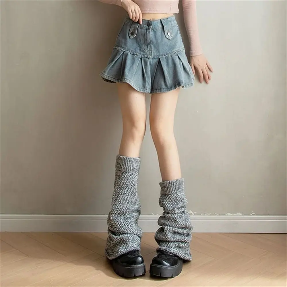 Women's Calf JK Pile Socks Autumn Winter Lolita Gray Warmth Wide-leg Outer All-match Foot Covers Ladies Gentle Sweet Leg Warmers
