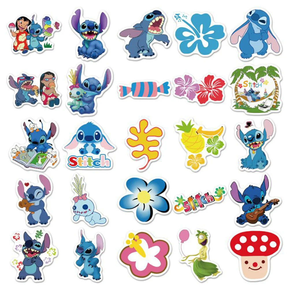 Disney-Kawaii Lilo & Stitch adesivos para crianças, adesivos para skate, laptop, bagagem, telefone, motocicleta, carro, brinquedo legal, 10 pcs, 30 pcs, 50 pcs, 100pcs