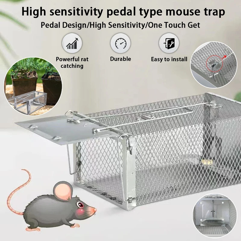 

1 шт. Новая высокочувствительная мышеловка-педаль, многоразовая, для дома, оцинкованная, полностью автоматическая.