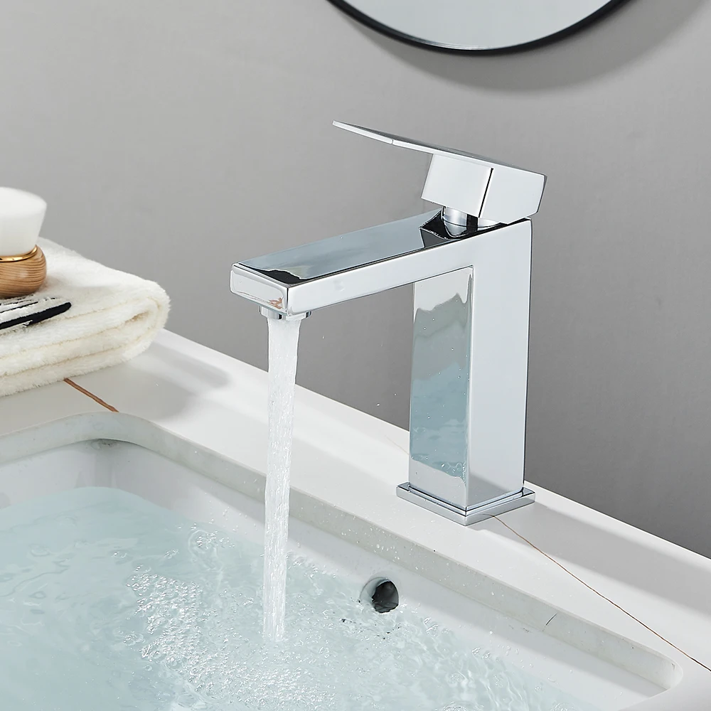 نحى النيكل حوض صنبور الأسود الحمام صنبور سطح الخيالة حوض بالوعة خلاط صنبور الماء الساخن والبارد الفولاذ المقاوم للصدأ صنبور