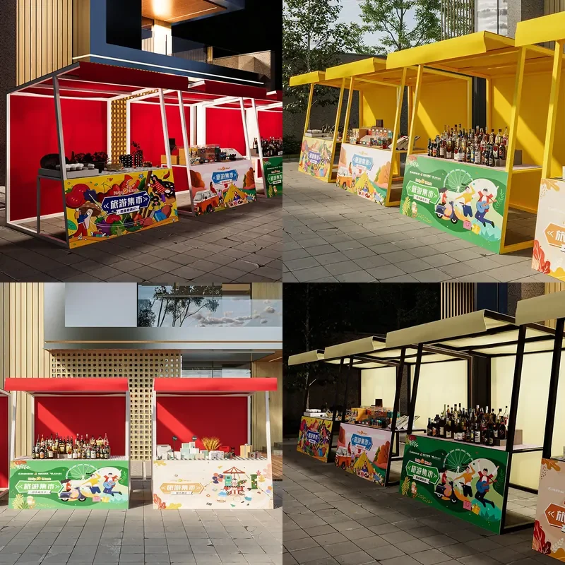 For Night Market Stall Rack Food Snack Street Vendor Display Stand Shopping Mall Event Promotion Folding Metal Sales Booth