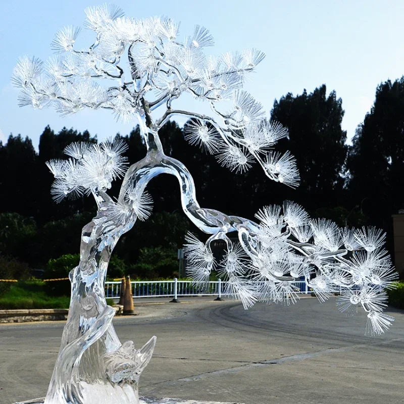 

Transparent welcome pine ornament simulation tree trunk resin sculpture entrance living room decoration