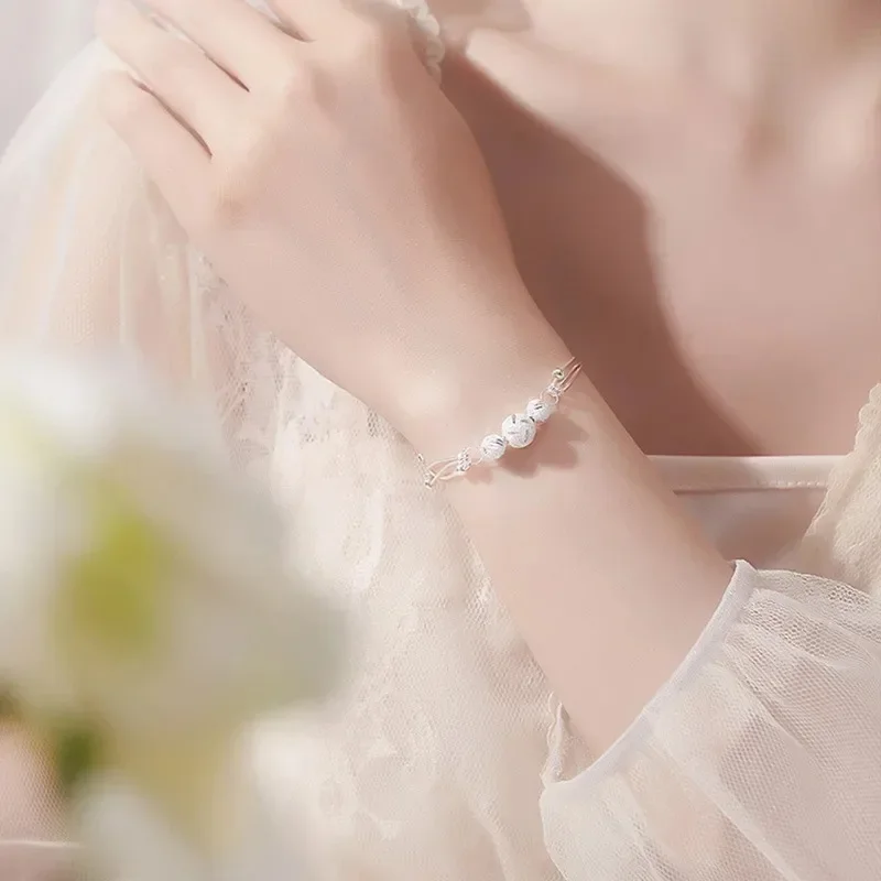 

Браслет из серебра 925 пробы с шариками, регулируемый, талисман на удачу, модное украшение для женщин, подарок