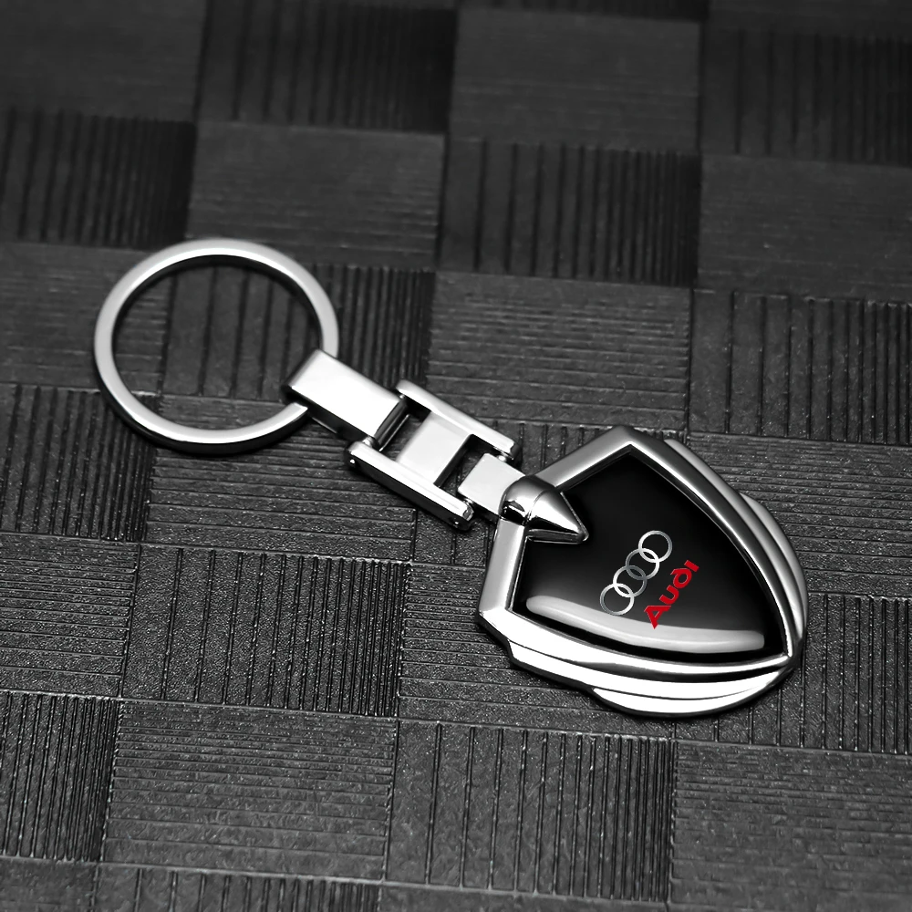 3D Metall/Leder Auto-Emblem Schlüsselanhänger Schlüsselring Dekoration für Audi A3 S3 8V A4 B8 B6 B7 A6 C6 C5 C7 A5 Q3 Q5 Q7 TT A1 A2 A7 A8 Q2