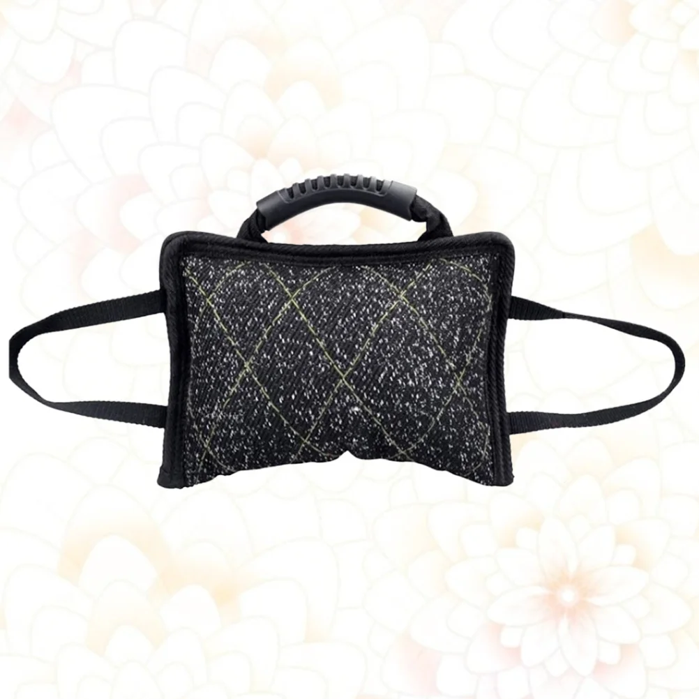 

3 Handles Heavy Duty Jute Dog Bite Tug Pillow Training Tool Interactive Play for Puppies Dogs Dog Bite Tug Training Pillow