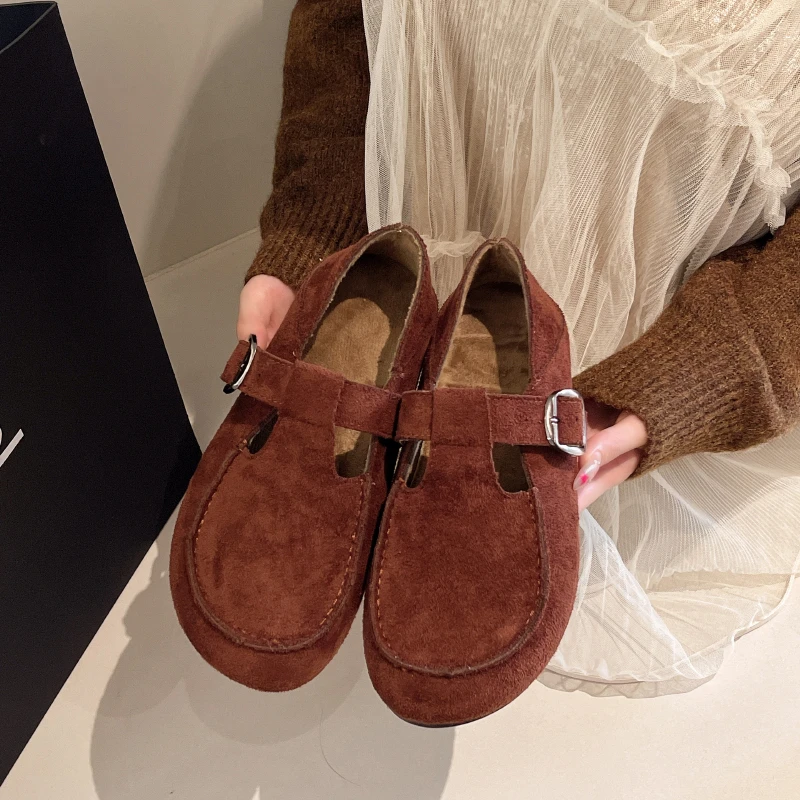 

Одинарные туфли с одним ремешком. Новые осенние туфли с круглым носком и металлической пряжкой. Мягкая подошва. Нескользящие износостойкие туфли на низком каблуке.