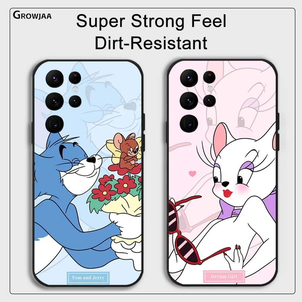 

Cartoon T-Tom And J-Jerry Phone Case for Samsung Galaxy S24 Ultra S22 S23 Ultra S21 S20 5G Protective Silicone TPU Funda