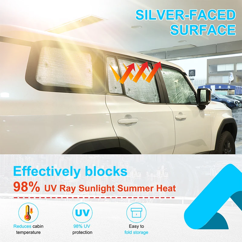 

Aluminum Foil Silver For Toyota Land Cruiser Prado 250 LC250 2024+ Car Full Window Glass UV Sunshade modification accessories