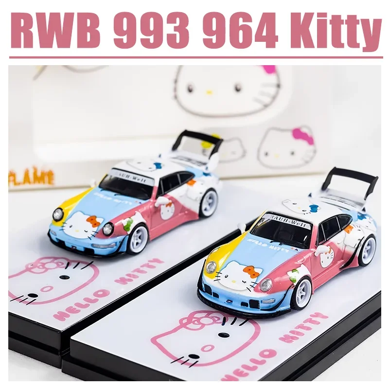 Vlam 1/64 Porsche RWB 993 964 Kitty Legering Speelgoed Motorvoertuig Diecast Metaal Model