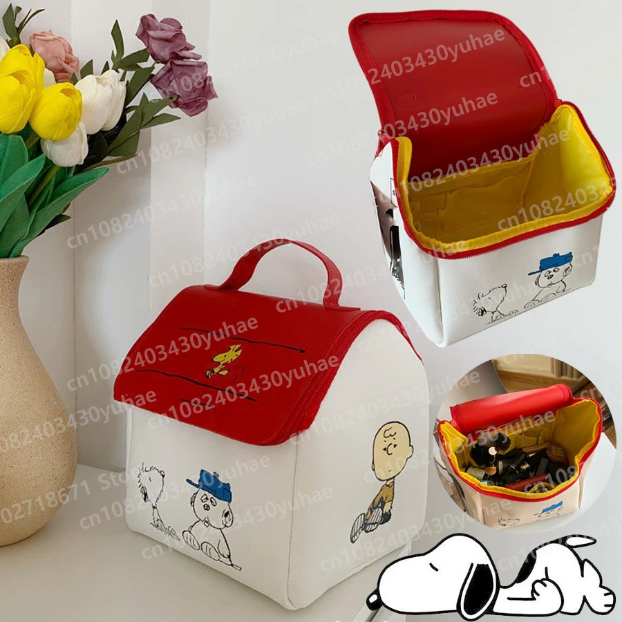 Snoopy Cosmetic Bag Anime Girl Wash High Capacity House Shape Storage Bag Student Portable Cosmetic Bags Simple Wholesale