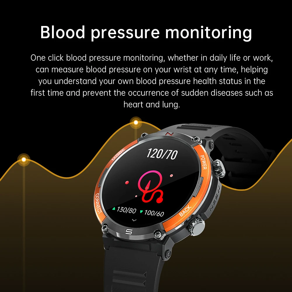 GFORDT NEW Watch With Compass Smart Watch Bluetooth Call Outdoor Sports Bracelet Health Monitor Waterproof Smartwatch Men women