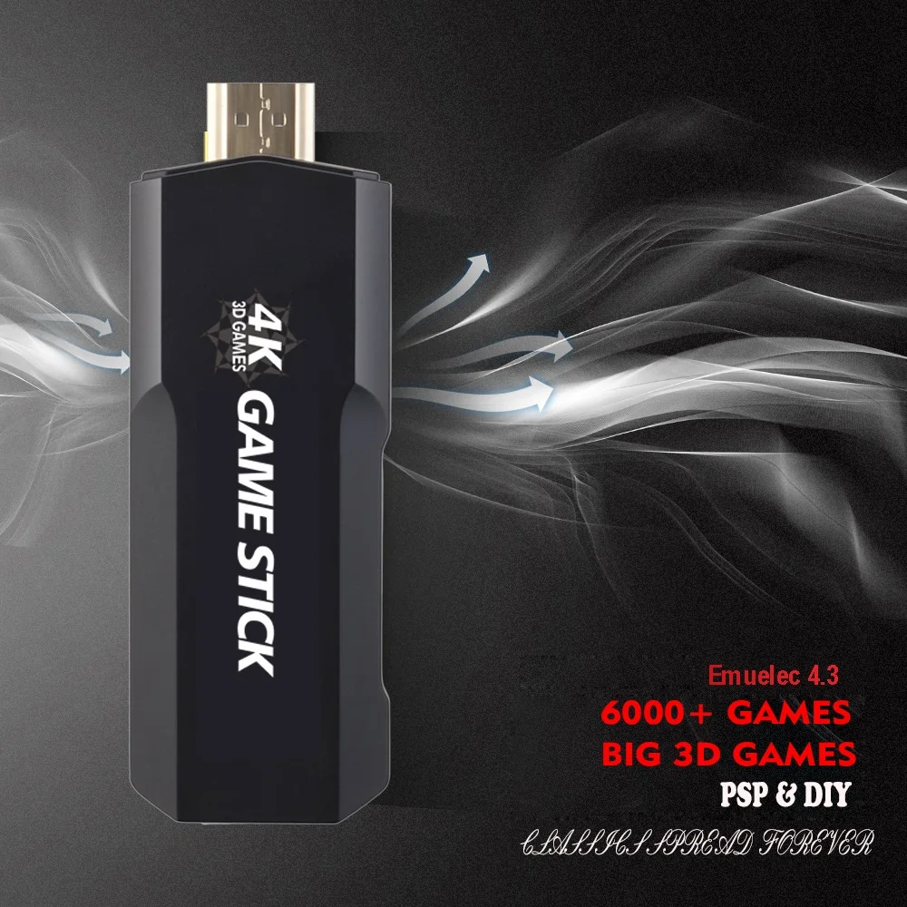 Bezprzewodowy kontroler do gier wideo 128G 40000 4K HD Konsola do gier wideo 2.4G Podwójne bezprzewodowe kontrolery Game Stick do PSP PS1 GBA