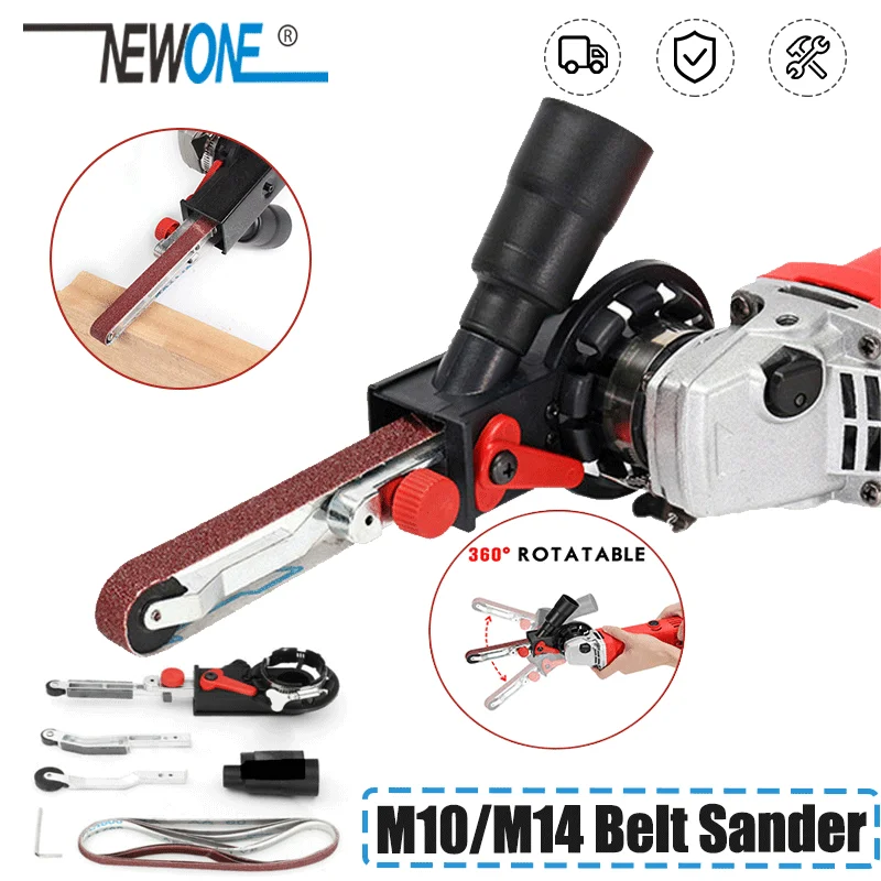 

DIY M10/M14 Sanding Belt Adapter Attachment Converting 100/115/125mm Electric Angle Grinder to Belt Sander Wood Metal Working