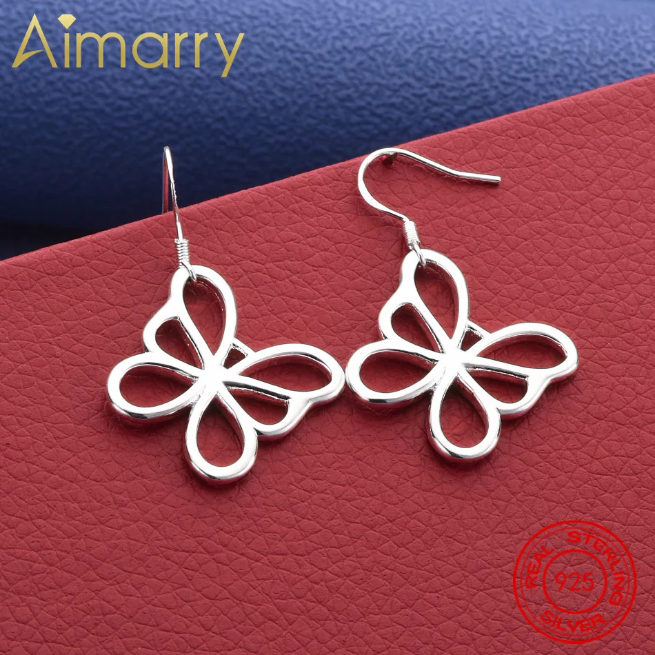 

Top 925 Sterling Silver Butterfly Earrings Drop Earrings For Women Fashion Jewelry Charm Grace Noble Wedding Accessories