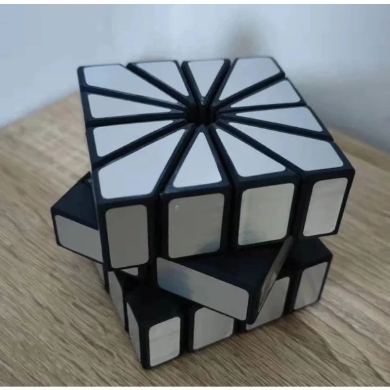 SQ2 Cube Calvin's Puzzle Square-2 Shift Cube Illusion Black Body with Silver-Gold Label (Lee Mod) Cast Coated Magic Cube Toys