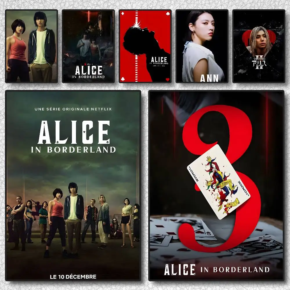 Movie A-Alice In Borderland Poster Self-adhesive Art Waterproof Sticker Coffee House Dorm Room Wall Decor