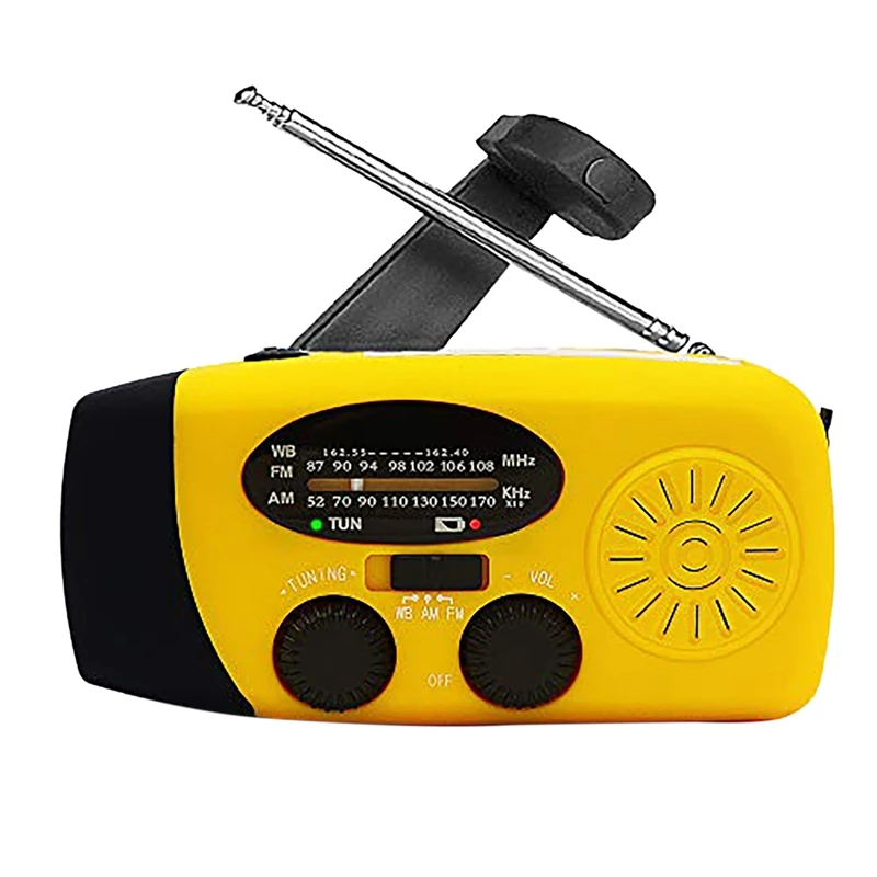 

A99E-Solar Radio Emergency AM/FM/NOAA Weather Radio 1000Mah Hand Crank Radio With 3 LED Flashlight