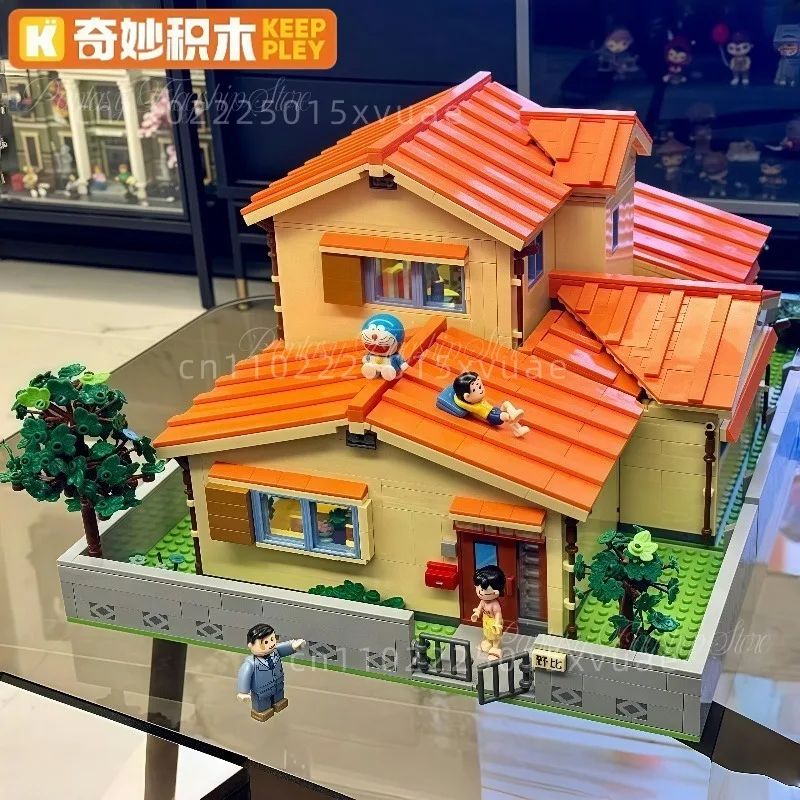 Keeppley Crayon Shin-chan Big House Building Block Assembly  Anime Model Toy Collection Large Ornament Children's Christmas Gift