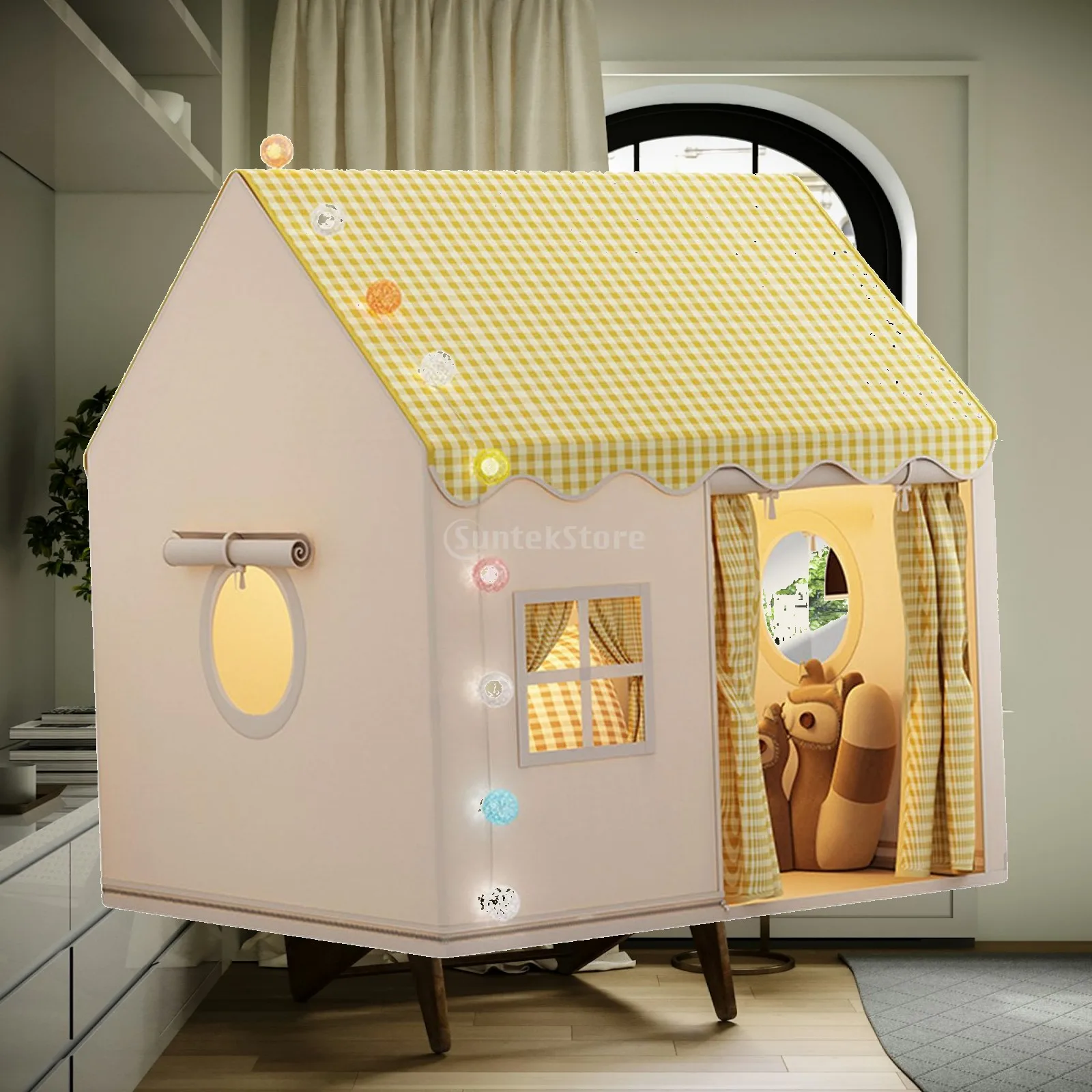 子供用プレイテント-頑丈なフレーム-プリンセスキャッスル-ポータブルプレイハウス-屋内屋外用おもちゃ-子供の想像力豊かな寝室用