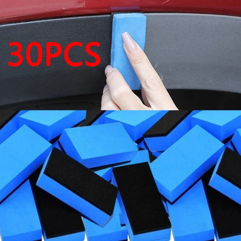 30 szt. Powłoka ceramiczna do samochodu aplikator gąbki 30/1 szt. Szklane Nano woskowe gąbki do płaszcza niebieska kwadratowa gąbka i akcesoria do czyszczenia tkanin