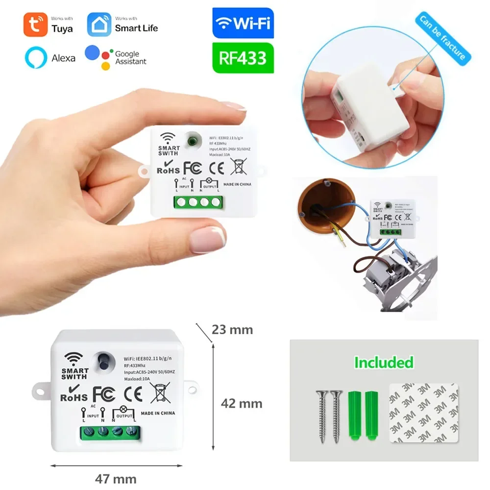 Tuya Google Home Alexa Smart Life APP smart home WIFI and RF433Mhz Wireless Remote Control light Switch AC110V 86panel for light