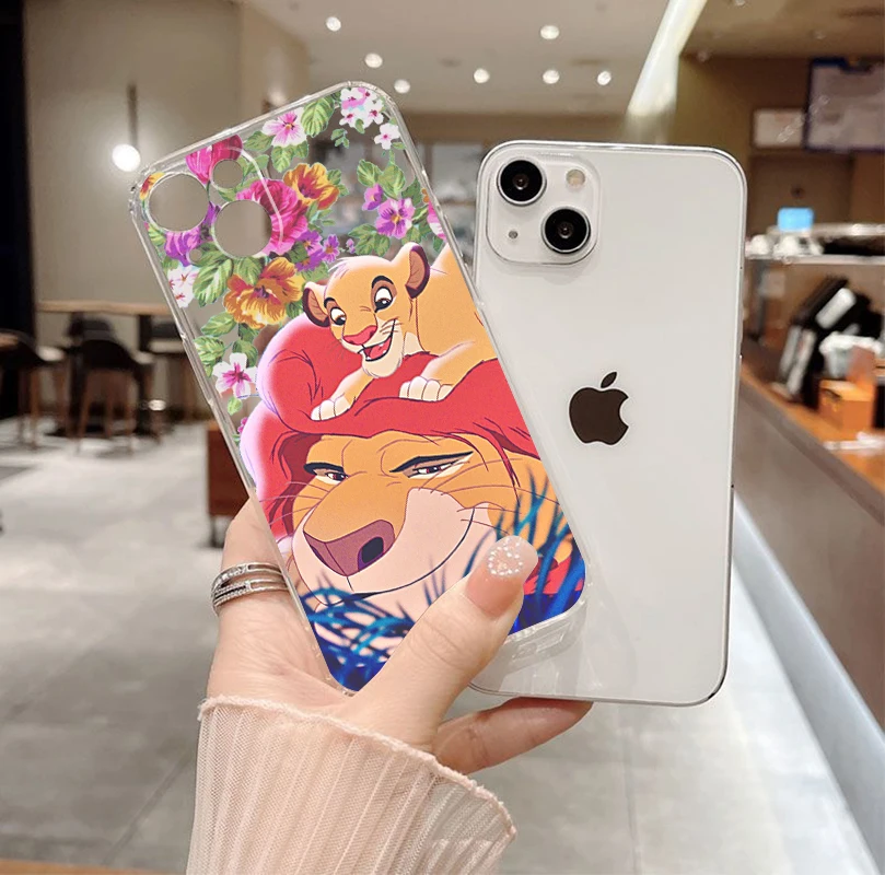 Disney flowers The Lion King Phone Case For Apple iPhone 14 13 12 11 SE XS XR X 7 8 6 5 Pro Plus MAX 2020 Transparent Cover