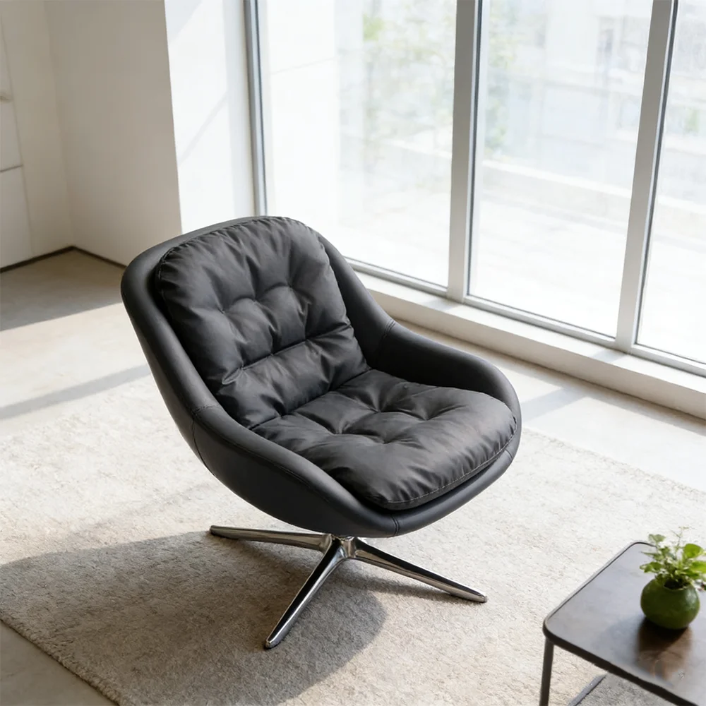 #Nordic Style Fabric Recliner Swivel Chair Comfy Padded Club Seating High Back Lazy Sofa For Home