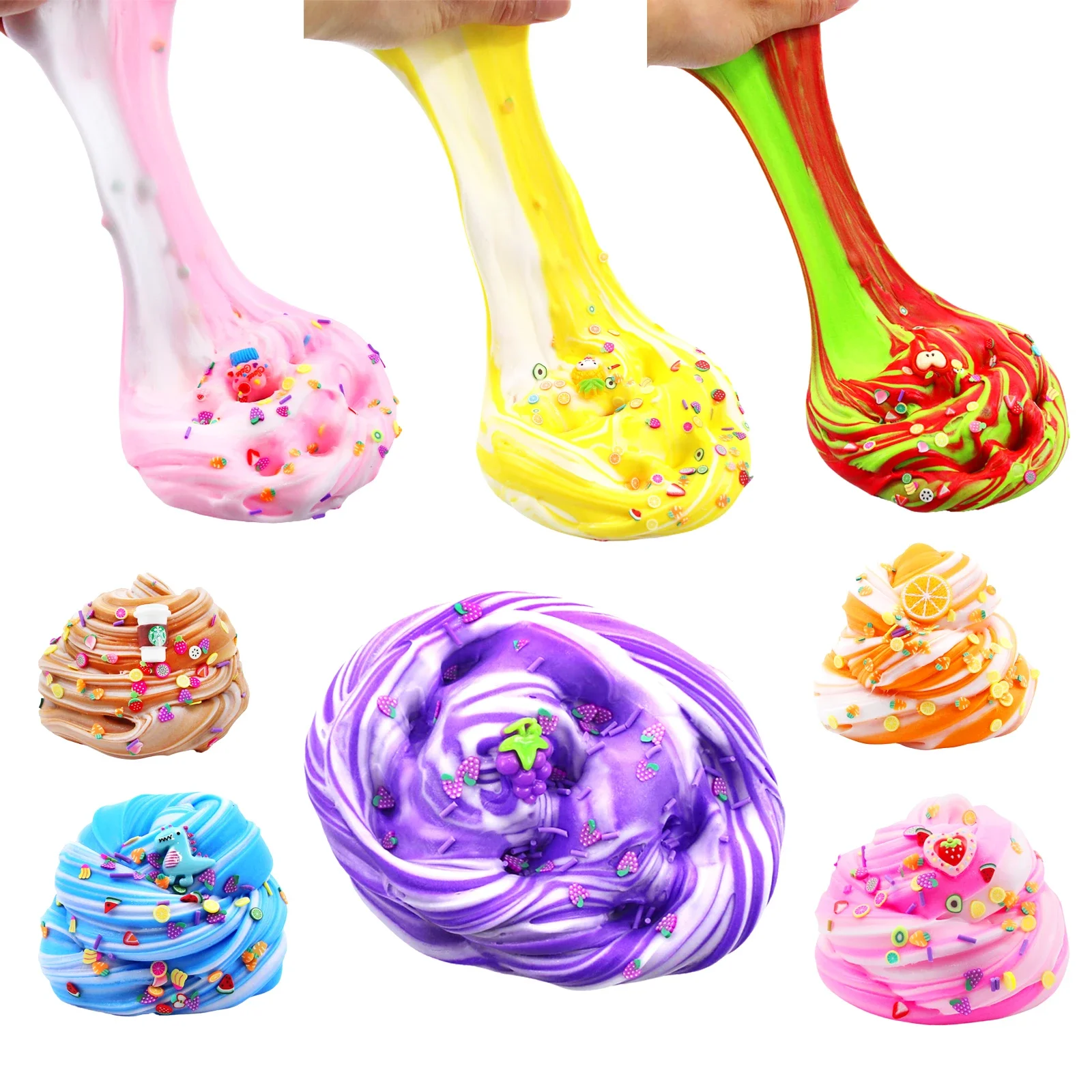 12pcs Slime Fluffy Esponjoso Kit Butter Mud Color Cotton Set with Colored Mud  Slime Enfant  Arcilla Polimerica