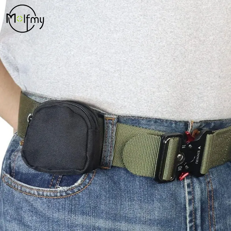

Outdoor Sports Waist Bag Double Zipper Pocket Coin Purse Men Lightweight Card Holder Keys Oxford Cloth Storage Belt Waist Bags